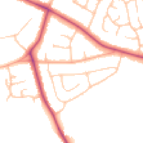 Daytime road noise heatmap for CV11 4TQ