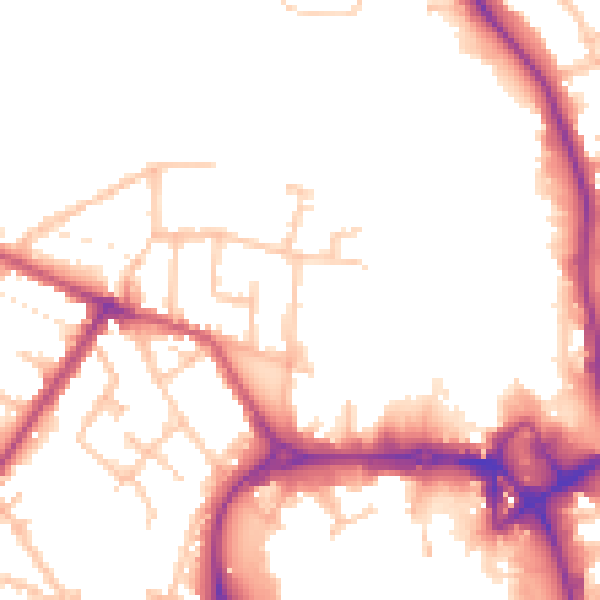 Daytime road noise heatmap for CV11 5AP