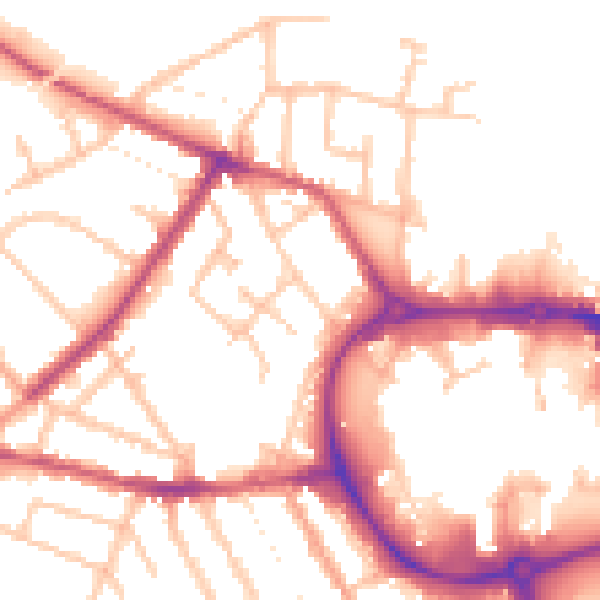 Daytime road noise heatmap for CV11 5DX