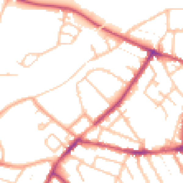 Daytime road noise heatmap for CV11 5HB