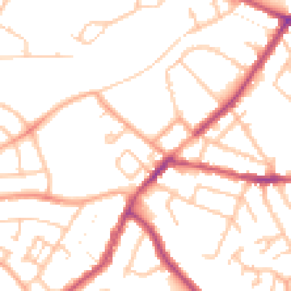 Daytime road noise heatmap for CV11 5HD