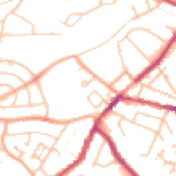 Daytime road noise heatmap for CV11 5HE