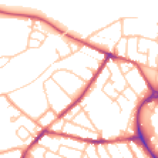 Daytime road noise heatmap for CV11 5HT