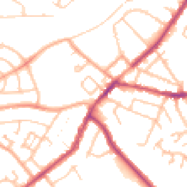 Daytime road noise heatmap for CV11 5JD
