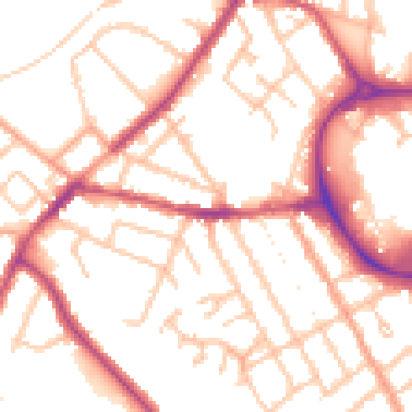 Daytime road noise heatmap for CV11 5LQ