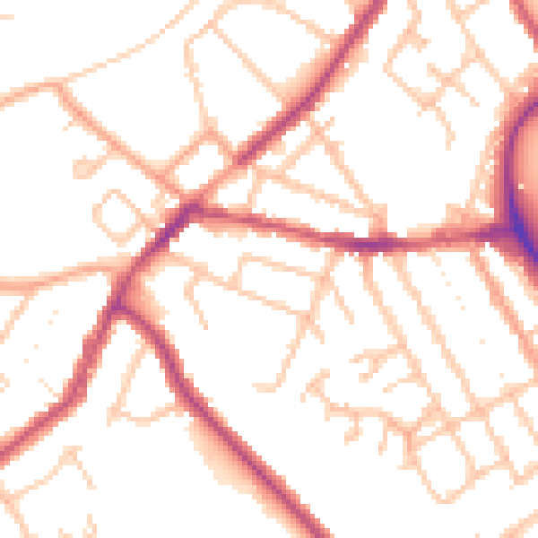 Daytime road noise heatmap for CV11 5LR