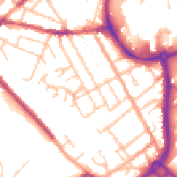 Daytime road noise heatmap for CV11 5NU