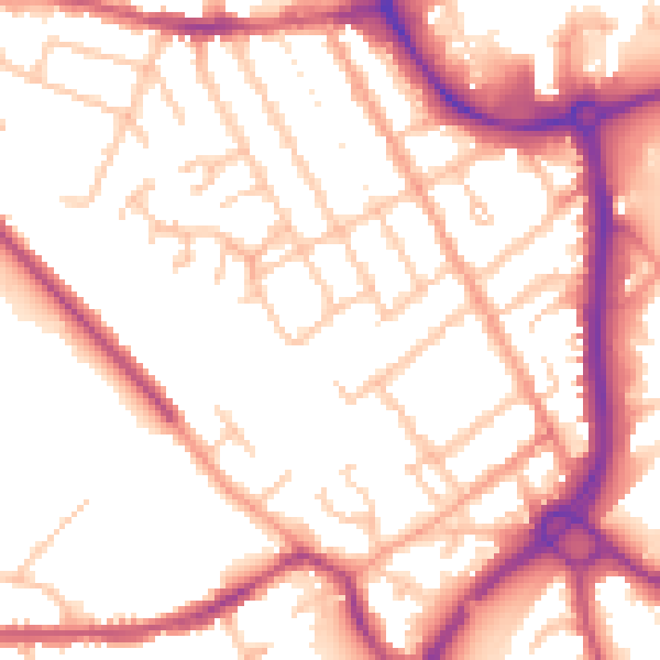 Daytime road noise heatmap for CV11 5PH