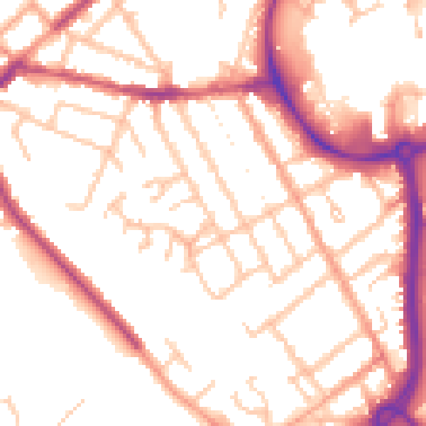 Daytime road noise heatmap for CV11 5PQ