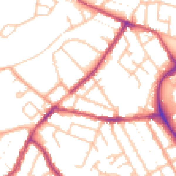 Daytime road noise heatmap for CV11 5PT