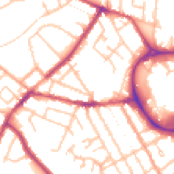 Daytime road noise heatmap for CV11 5PZ