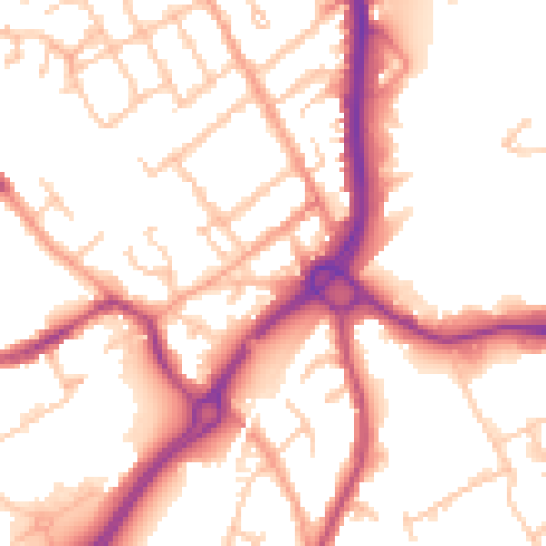 Daytime road noise heatmap for CV11 5UD