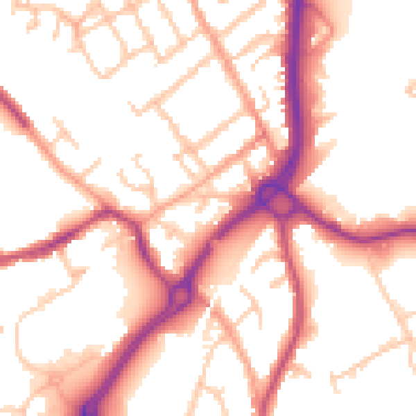 Daytime road noise heatmap for CV11 5UE