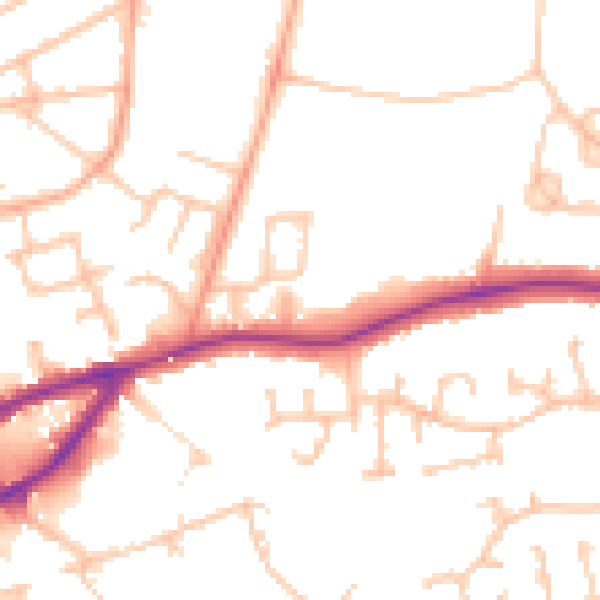 Daytime road noise heatmap for CV11 6LQ