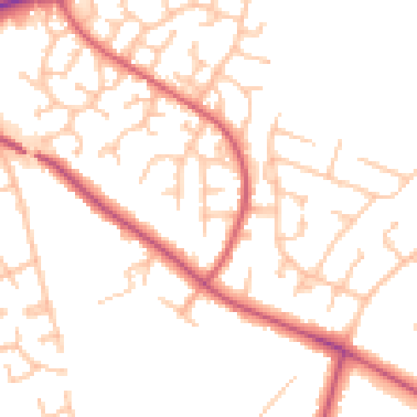 Daytime road noise heatmap for CV11 6PL