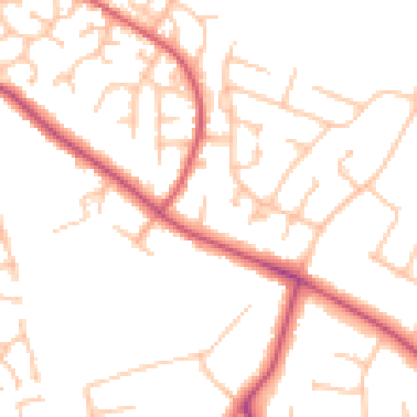 Daytime road noise heatmap for CV11 6PT