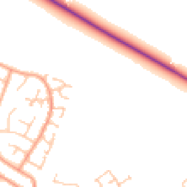 Daytime road noise heatmap for CV11 7AF