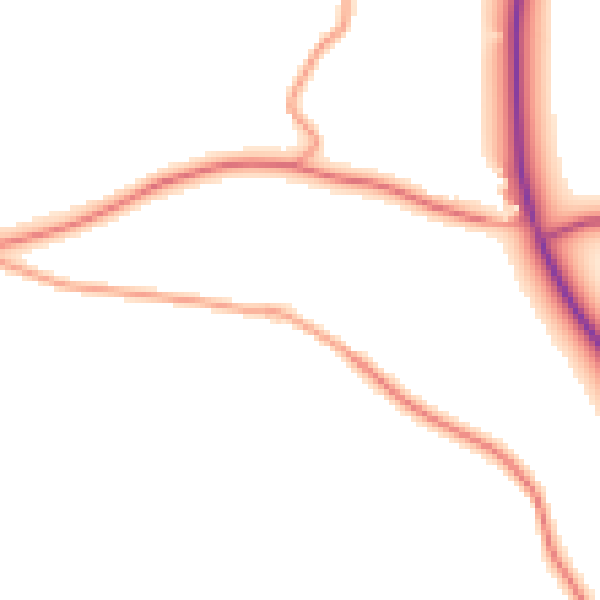 Daytime road noise heatmap for CV13 0BA