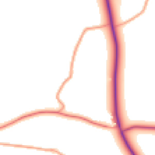 Daytime road noise heatmap for CV13 0DN
