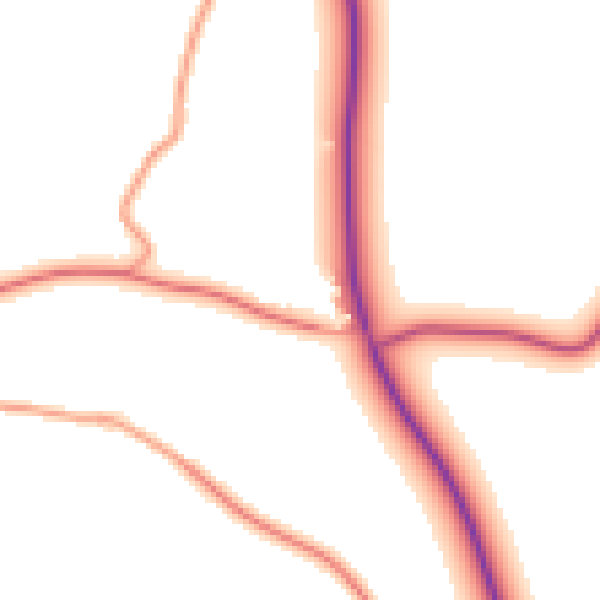 Daytime road noise heatmap for CV13 0DW