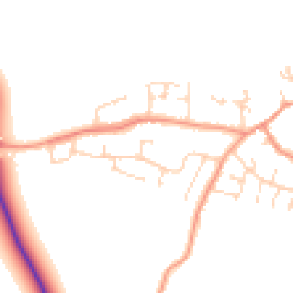 Daytime road noise heatmap for CV13 0HE