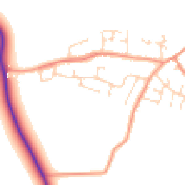 Daytime road noise heatmap for CV13 0HH