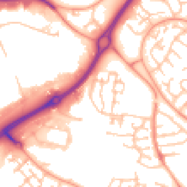 Daytime road noise heatmap for CV21 1AB