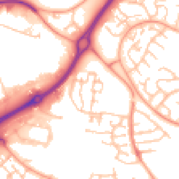 Daytime road noise heatmap for CV21 1AE