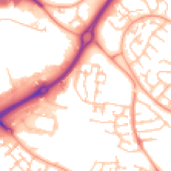 Daytime road noise heatmap for CV21 1AF