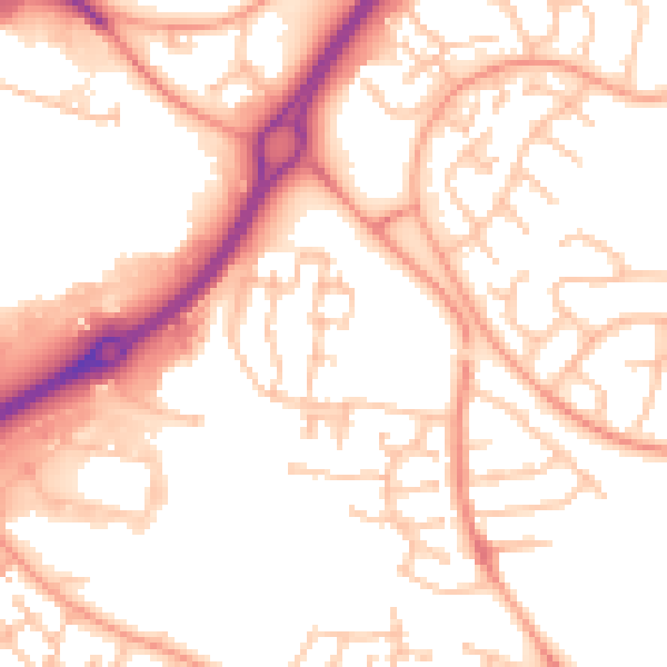Daytime road noise heatmap for CV21 1AG