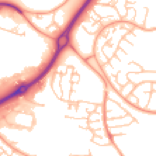 Daytime road noise heatmap for CV21 1AJ