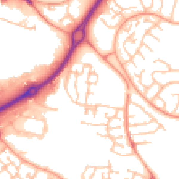 Daytime road noise heatmap for CV21 1AL