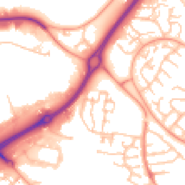 Daytime road noise heatmap for CV21 1AN