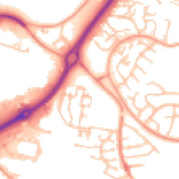 Daytime road noise heatmap for CV21 1AP