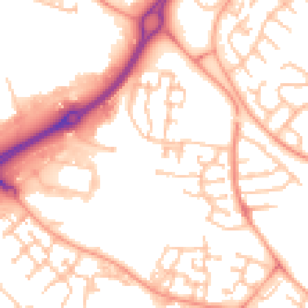 Daytime road noise heatmap for CV21 1AQ