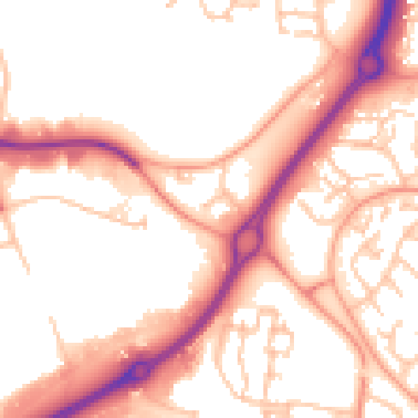 Daytime road noise heatmap for CV21 1AS