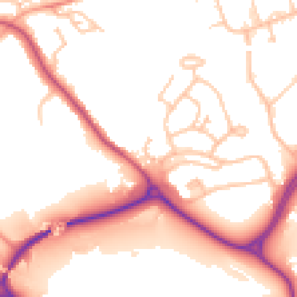 Daytime road noise heatmap for CV21 1AX