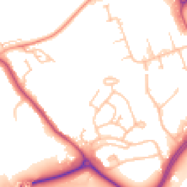 Daytime road noise heatmap for CV21 1AY
