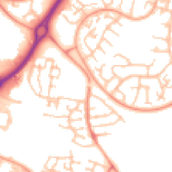 Daytime road noise heatmap for CV21 1BF