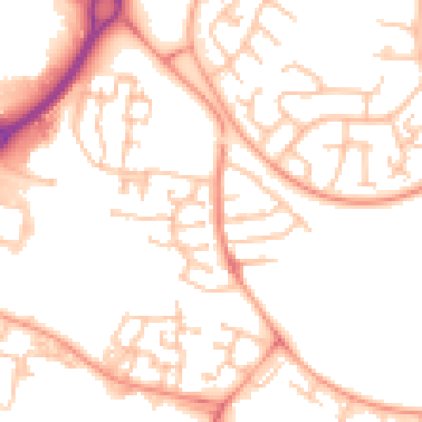 Daytime road noise heatmap for CV21 1BH