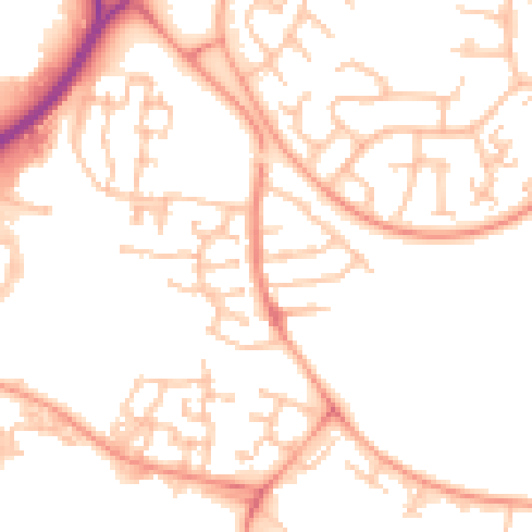 Daytime road noise heatmap for CV21 1BJ