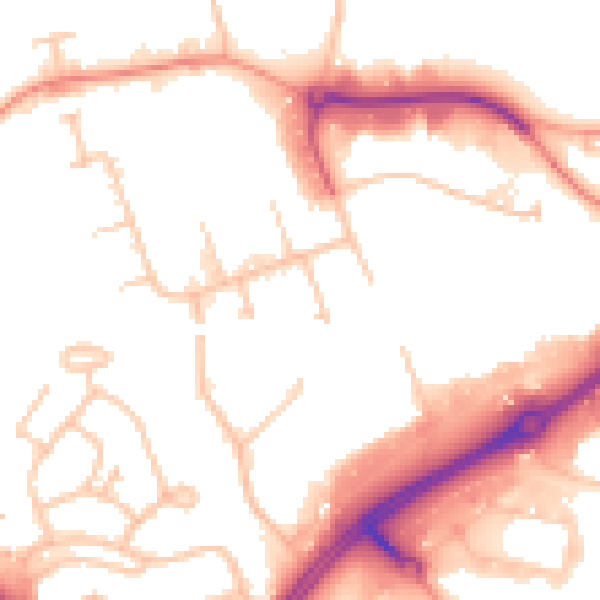 Daytime road noise heatmap for CV21 1DB
