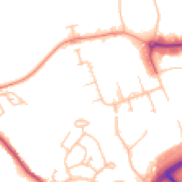 Daytime road noise heatmap for CV21 1DD