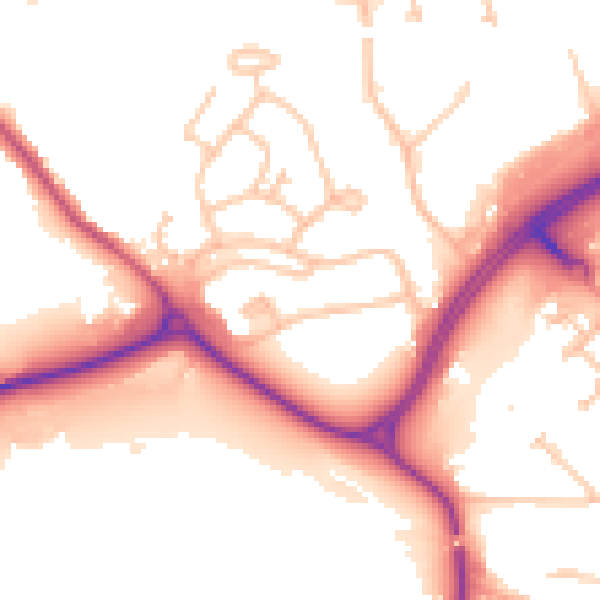 Daytime road noise heatmap for CV21 1DE