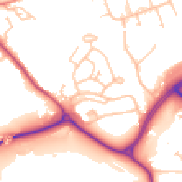 Daytime road noise heatmap for CV21 1DQ