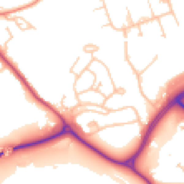 Daytime road noise heatmap for CV21 1DX