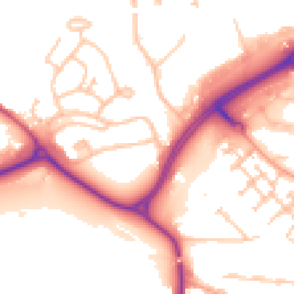 Daytime road noise heatmap for CV21 1DY