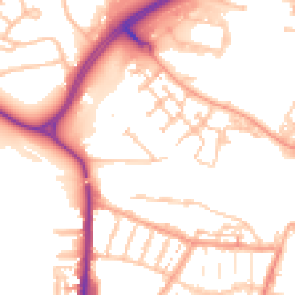 Daytime road noise heatmap for CV21 1EA