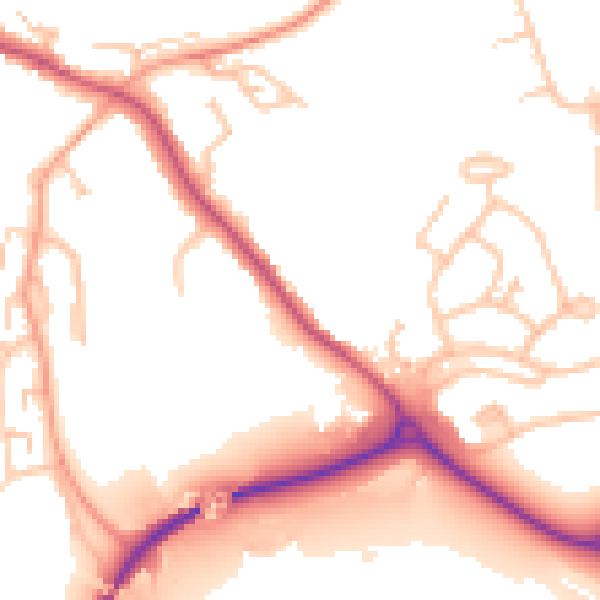 Daytime road noise heatmap for CV21 1EG