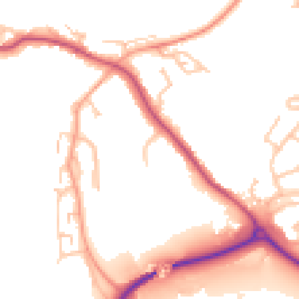Daytime road noise heatmap for CV21 1EJ